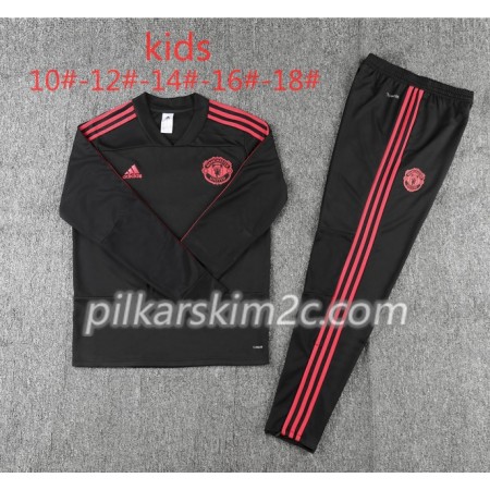 Manchester United Dziecięca Komplet Bluzy Treningowe Czarny 2018-2019